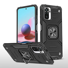 Coque Contour Silicone et Plastique Housse Etui Mat avec Magnetique Support Bague Anneau MQ1 pour Xiaomi Poco M5S Noir