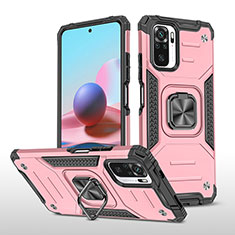 Coque Contour Silicone et Plastique Housse Etui Mat avec Magnetique Support Bague Anneau MQ1 pour Xiaomi Poco M5S Or Rose