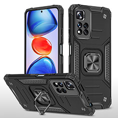 Coque Contour Silicone et Plastique Housse Etui Mat avec Magnetique Support Bague Anneau MQ1 pour Xiaomi Poco X4 NFC Noir