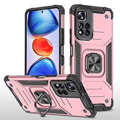 Coque Contour Silicone et Plastique Housse Etui Mat avec Magnetique Support Bague Anneau MQ1 pour Xiaomi Poco X4 NFC Or Rose