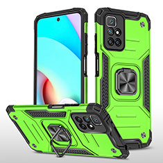 Coque Contour Silicone et Plastique Housse Etui Mat avec Magnetique Support Bague Anneau MQ1 pour Xiaomi Redmi 10 4G Vert