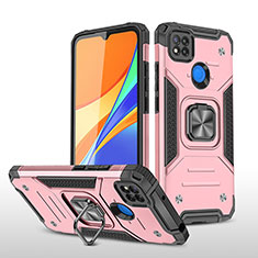 Coque Contour Silicone et Plastique Housse Etui Mat avec Magnetique Support Bague Anneau MQ1 pour Xiaomi Redmi 9 Activ Or Rose