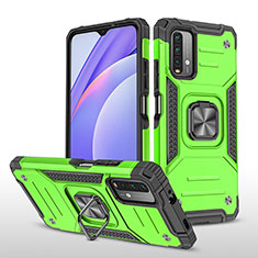 Coque Contour Silicone et Plastique Housse Etui Mat avec Magnetique Support Bague Anneau MQ1 pour Xiaomi Redmi 9 Power Vert