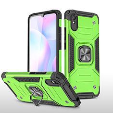 Coque Contour Silicone et Plastique Housse Etui Mat avec Magnetique Support Bague Anneau MQ1 pour Xiaomi Redmi 9A Vert