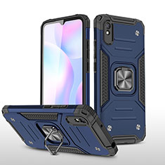 Coque Contour Silicone et Plastique Housse Etui Mat avec Magnetique Support Bague Anneau MQ1 pour Xiaomi Redmi 9i Bleu