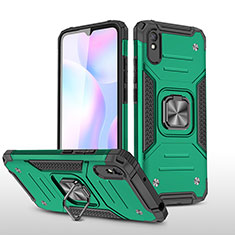 Coque Contour Silicone et Plastique Housse Etui Mat avec Magnetique Support Bague Anneau MQ1 pour Xiaomi Redmi 9i Vert Nuit