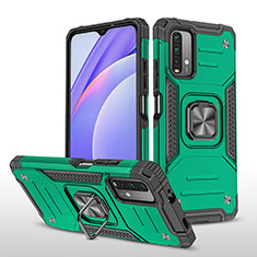 Coque Contour Silicone et Plastique Housse Etui Mat avec Magnetique Support Bague Anneau MQ1 pour Xiaomi Redmi 9T 4G Vert Nuit