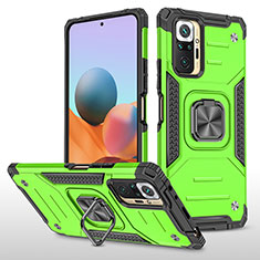 Coque Contour Silicone et Plastique Housse Etui Mat avec Magnetique Support Bague Anneau MQ1 pour Xiaomi Redmi Note 10 Pro Max Vert