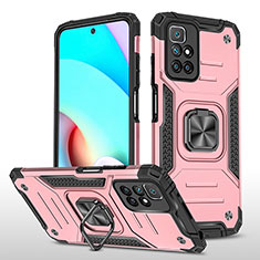 Coque Contour Silicone et Plastique Housse Etui Mat avec Magnetique Support Bague Anneau MQ1 pour Xiaomi Redmi Note 11 4G (2021) Or Rose