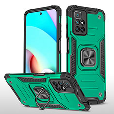 Coque Contour Silicone et Plastique Housse Etui Mat avec Magnetique Support Bague Anneau MQ1 pour Xiaomi Redmi Note 11 4G (2021) Vert Nuit