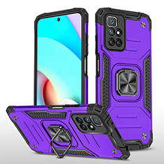 Coque Contour Silicone et Plastique Housse Etui Mat avec Magnetique Support Bague Anneau MQ1 pour Xiaomi Redmi Note 11 4G (2021) Violet