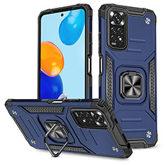 Coque Contour Silicone et Plastique Housse Etui Mat avec Magnetique Support Bague Anneau MQ1 pour Xiaomi Redmi Note 11 4G (2022) Bleu