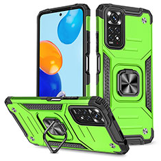 Coque Contour Silicone et Plastique Housse Etui Mat avec Magnetique Support Bague Anneau MQ1 pour Xiaomi Redmi Note 11 4G (2022) Vert