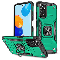 Coque Contour Silicone et Plastique Housse Etui Mat avec Magnetique Support Bague Anneau MQ1 pour Xiaomi Redmi Note 11 4G (2022) Vert Nuit