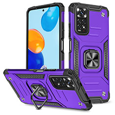 Coque Contour Silicone et Plastique Housse Etui Mat avec Magnetique Support Bague Anneau MQ1 pour Xiaomi Redmi Note 11 4G (2022) Violet