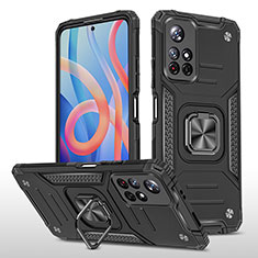 Coque Contour Silicone et Plastique Housse Etui Mat avec Magnetique Support Bague Anneau MQ1 pour Xiaomi Redmi Note 11 5G Noir