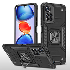 Coque Contour Silicone et Plastique Housse Etui Mat avec Magnetique Support Bague Anneau MQ1 pour Xiaomi Redmi Note 11 Pro+ Plus 5G Noir