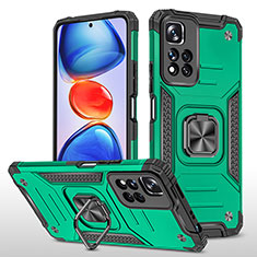 Coque Contour Silicone et Plastique Housse Etui Mat avec Magnetique Support Bague Anneau MQ1 pour Xiaomi Redmi Note 11 Pro+ Plus 5G Vert Nuit