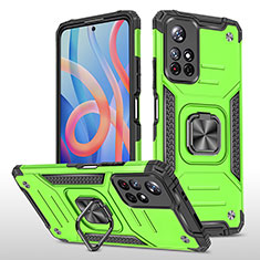 Coque Contour Silicone et Plastique Housse Etui Mat avec Magnetique Support Bague Anneau MQ1 pour Xiaomi Redmi Note 11T 5G Vert