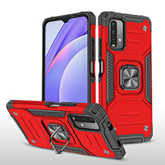 Coque Contour Silicone et Plastique Housse Etui Mat avec Magnetique Support Bague Anneau MQ1 pour Xiaomi Redmi Note 9 4G Rouge