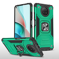 Coque Contour Silicone et Plastique Housse Etui Mat avec Magnetique Support Bague Anneau MQ1 pour Xiaomi Redmi Note 9 5G Vert Nuit