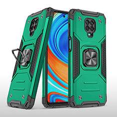 Coque Contour Silicone et Plastique Housse Etui Mat avec Magnetique Support Bague Anneau MQ1 pour Xiaomi Redmi Note 9 Pro Max Vert Nuit