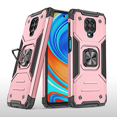 Coque Contour Silicone et Plastique Housse Etui Mat avec Magnetique Support Bague Anneau MQ1 pour Xiaomi Redmi Note 9 Pro Or Rose