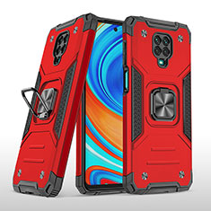 Coque Contour Silicone et Plastique Housse Etui Mat avec Magnetique Support Bague Anneau MQ1 pour Xiaomi Redmi Note 9S Rouge