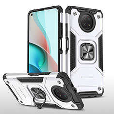 Coque Contour Silicone et Plastique Housse Etui Mat avec Magnetique Support Bague Anneau MQ1 pour Xiaomi Redmi Note 9T 5G Argent