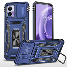 Coque Contour Silicone et Plastique Housse Etui Mat avec Magnetique Support Bague Anneau MQ2 pour Motorola Moto Edge 30 Lite 5G Bleu