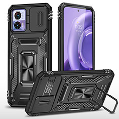 Coque Contour Silicone et Plastique Housse Etui Mat avec Magnetique Support Bague Anneau MQ2 pour Motorola Moto Edge 30 Lite 5G Noir