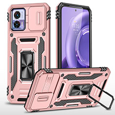 Coque Contour Silicone et Plastique Housse Etui Mat avec Magnetique Support Bague Anneau MQ2 pour Motorola Moto Edge 30 Lite 5G Or Rose