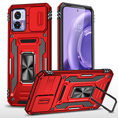 Coque Contour Silicone et Plastique Housse Etui Mat avec Magnetique Support Bague Anneau MQ2 pour Motorola Moto Edge 30 Lite 5G Rouge