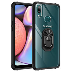 Coque Contour Silicone et Plastique Housse Etui Mat avec Magnetique Support Bague Anneau MQ2 pour Samsung Galaxy A10s Noir