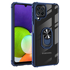 Coque Contour Silicone et Plastique Housse Etui Mat avec Magnetique Support Bague Anneau MQ2 pour Samsung Galaxy A22 4G Bleu