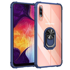 Coque Contour Silicone et Plastique Housse Etui Mat avec Magnetique Support Bague Anneau MQ2 pour Samsung Galaxy A30S Bleu