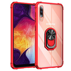 Coque Contour Silicone et Plastique Housse Etui Mat avec Magnetique Support Bague Anneau MQ2 pour Samsung Galaxy A30S Rouge