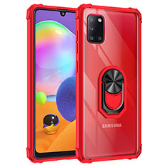 Coque Contour Silicone et Plastique Housse Etui Mat avec Magnetique Support Bague Anneau MQ2 pour Samsung Galaxy A31 Rouge