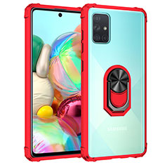 Coque Contour Silicone et Plastique Housse Etui Mat avec Magnetique Support Bague Anneau MQ2 pour Samsung Galaxy A51 4G Rouge