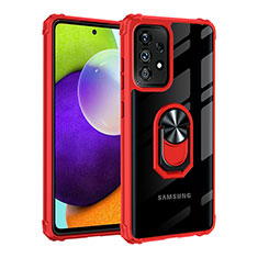 Coque Contour Silicone et Plastique Housse Etui Mat avec Magnetique Support Bague Anneau MQ2 pour Samsung Galaxy A52 5G Rouge