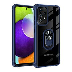 Coque Contour Silicone et Plastique Housse Etui Mat avec Magnetique Support Bague Anneau MQ2 pour Samsung Galaxy A52s 5G Bleu