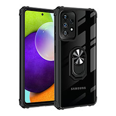 Coque Contour Silicone et Plastique Housse Etui Mat avec Magnetique Support Bague Anneau MQ2 pour Samsung Galaxy A72 5G Noir