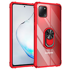 Coque Contour Silicone et Plastique Housse Etui Mat avec Magnetique Support Bague Anneau MQ2 pour Samsung Galaxy A81 Rouge