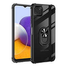 Coque Contour Silicone et Plastique Housse Etui Mat avec Magnetique Support Bague Anneau MQ2 pour Samsung Galaxy F42 5G Noir