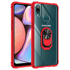 Coque Contour Silicone et Plastique Housse Etui Mat avec Magnetique Support Bague Anneau MQ2 pour Samsung Galaxy M01s Rouge