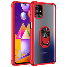 Coque Contour Silicone et Plastique Housse Etui Mat avec Magnetique Support Bague Anneau MQ2 pour Samsung Galaxy M31s Rouge