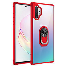 Coque Contour Silicone et Plastique Housse Etui Mat avec Magnetique Support Bague Anneau MQ2 pour Samsung Galaxy Note 10 Plus 5G Rouge