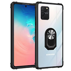 Coque Contour Silicone et Plastique Housse Etui Mat avec Magnetique Support Bague Anneau MQ2 pour Samsung Galaxy S10 Lite Argent et Noir