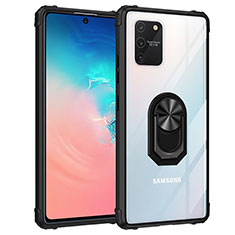 Coque Contour Silicone et Plastique Housse Etui Mat avec Magnetique Support Bague Anneau MQ2 pour Samsung Galaxy S10 Lite Noir