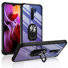 Coque Contour Silicone et Plastique Housse Etui Mat avec Magnetique Support Bague Anneau MQ2 pour Xiaomi Poco M2 Argent et Noir